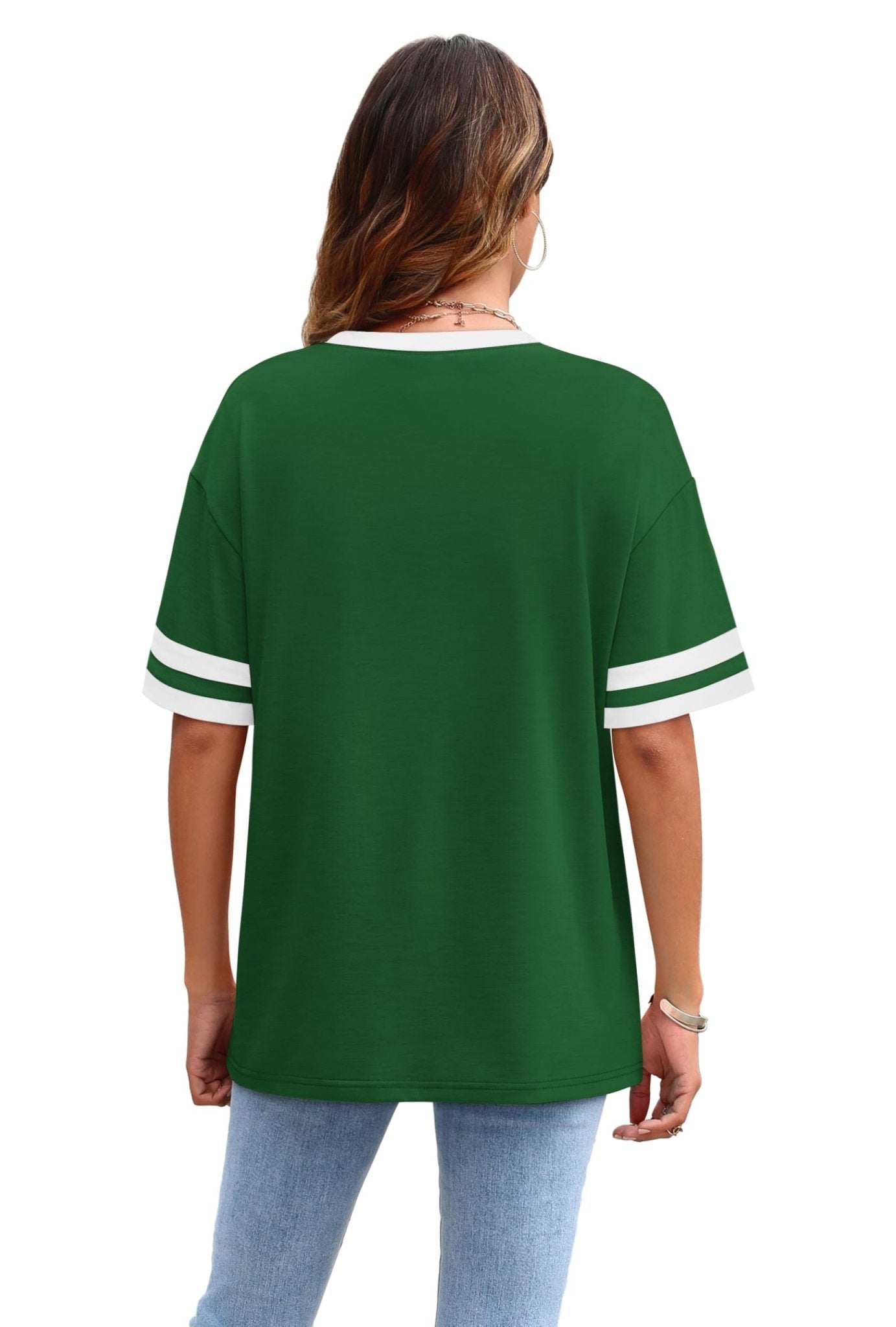 WIHOLL Womens T Shirts Loose Fit Short Sleeve Tees Crew Neck Color Block Summer Tops 2025 Fashion