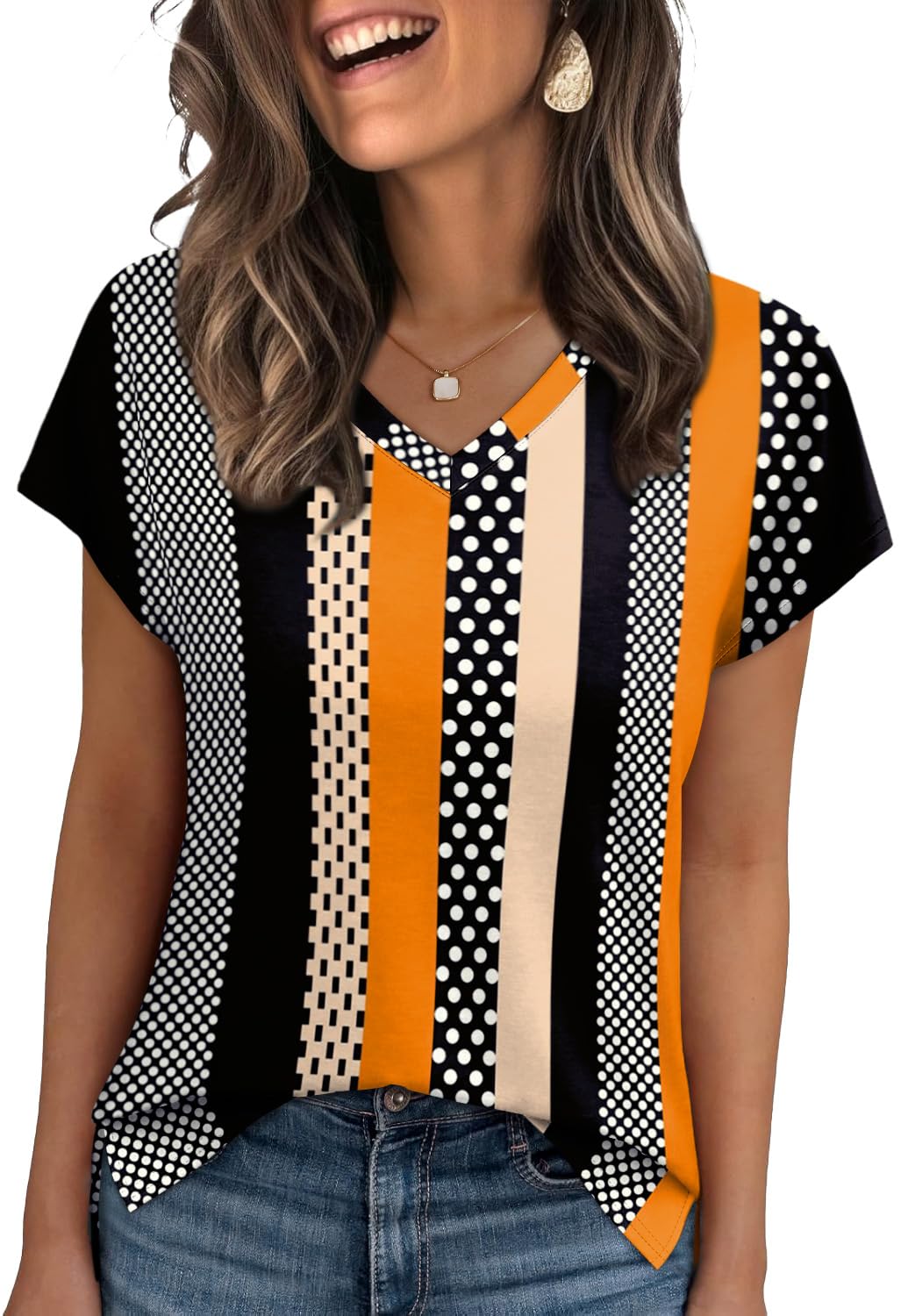 WIHOLL Womens Tops Basic Summer V Neck T Shirts Short Sleeve Dressy Casual Loose Fit Cute Tee Clothes Trendy Fashion Outfits