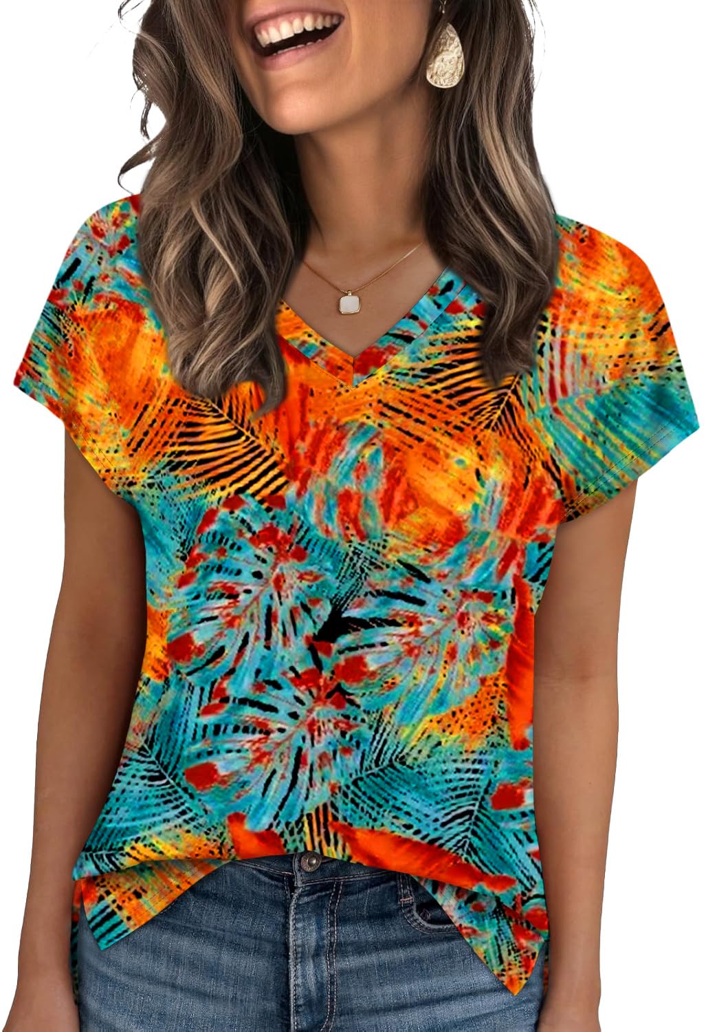 WIHOLL Womens Tops Basic Summer V Neck T Shirts Short Sleeve Dressy Casual Loose Fit Cute Tee Clothes Trendy Fashion Outfits