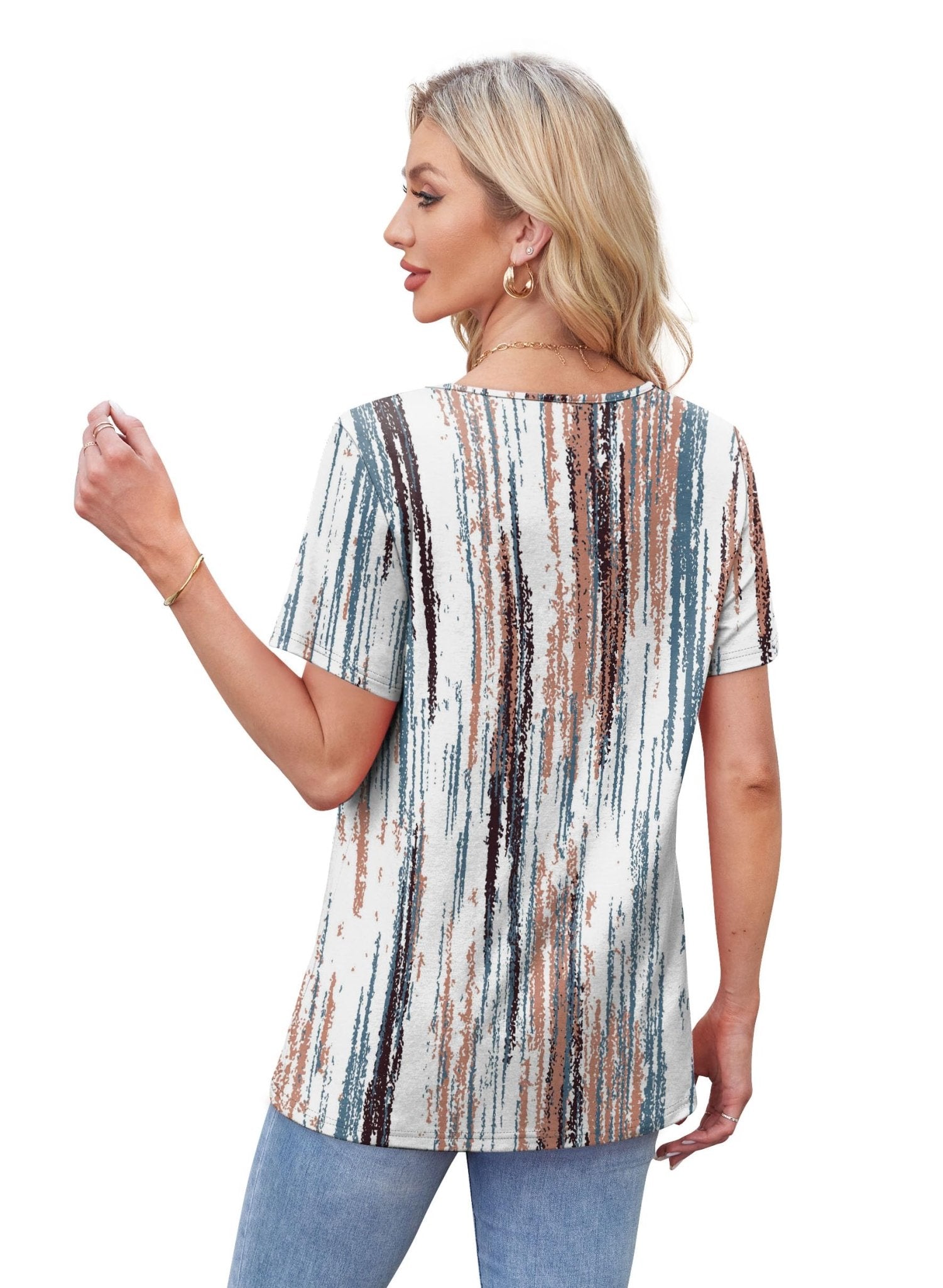 WIHOLL Womens Tops Short Sleeve T Shirts Pleated Dressy Casual Round Neck Summer Clothes Outfits Blouses Loose Fit