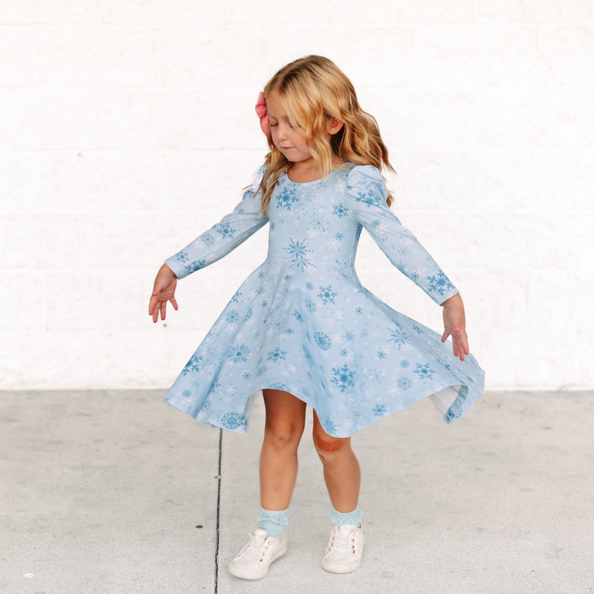 Winter Wonderland Puff Sleeve Twirl Dress