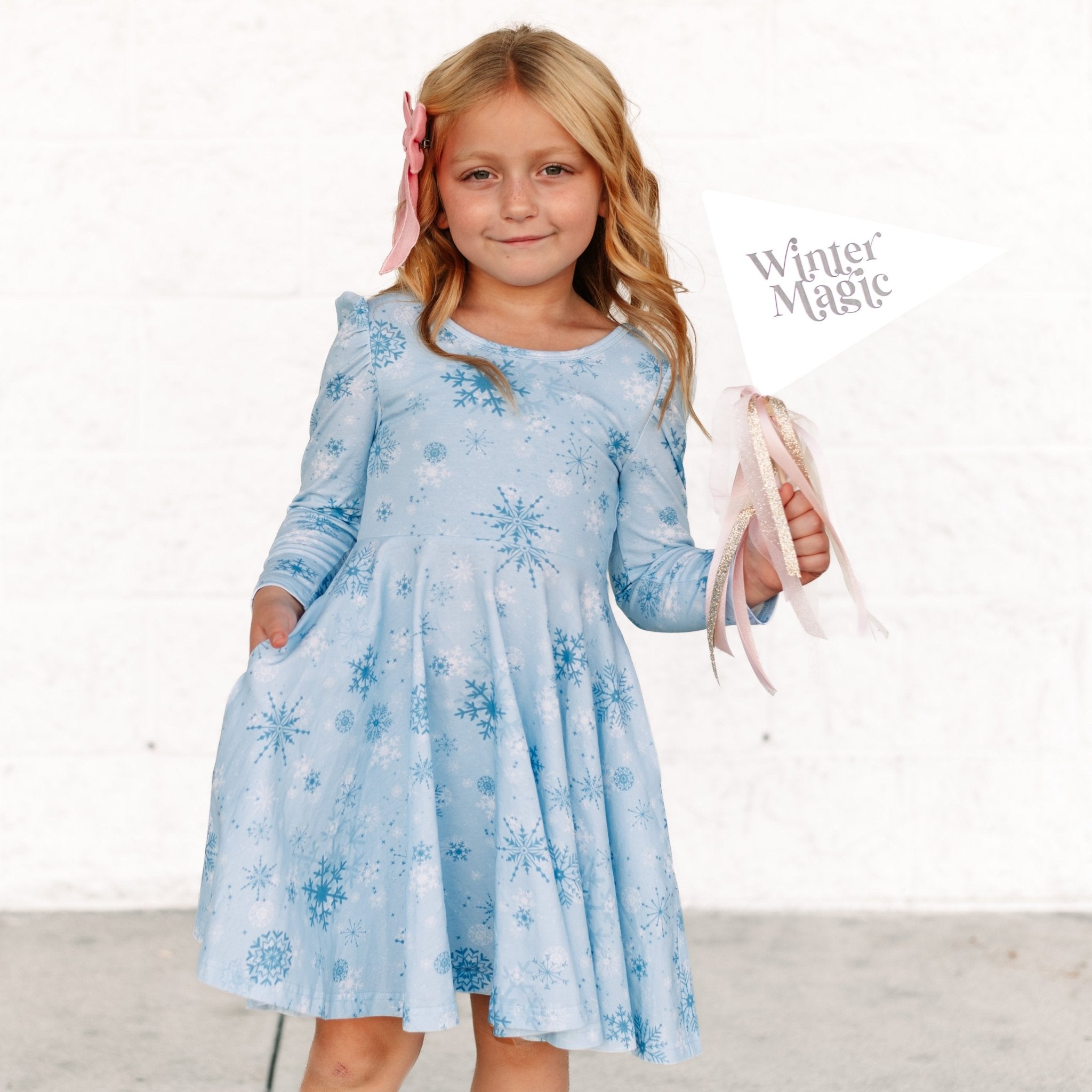 Winter Wonderland Puff Sleeve Twirl Dress