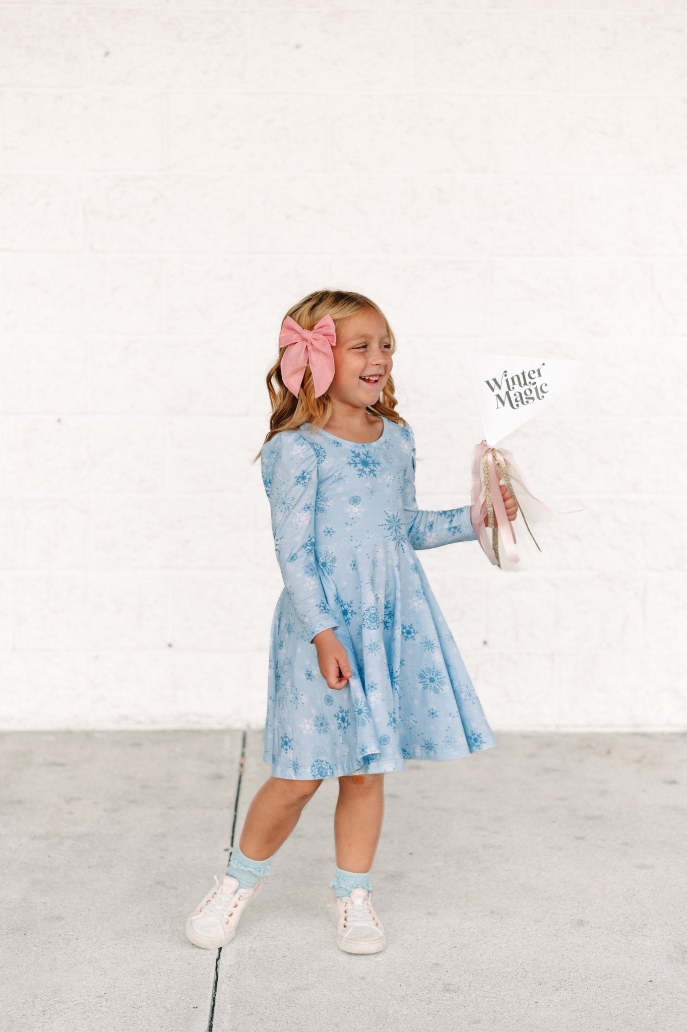 Winter Wonderland Puff Sleeve Twirl Dress