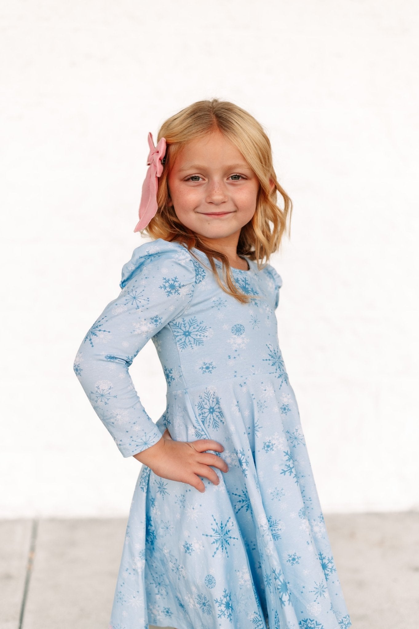 Winter Wonderland Puff Sleeve Twirl Dress