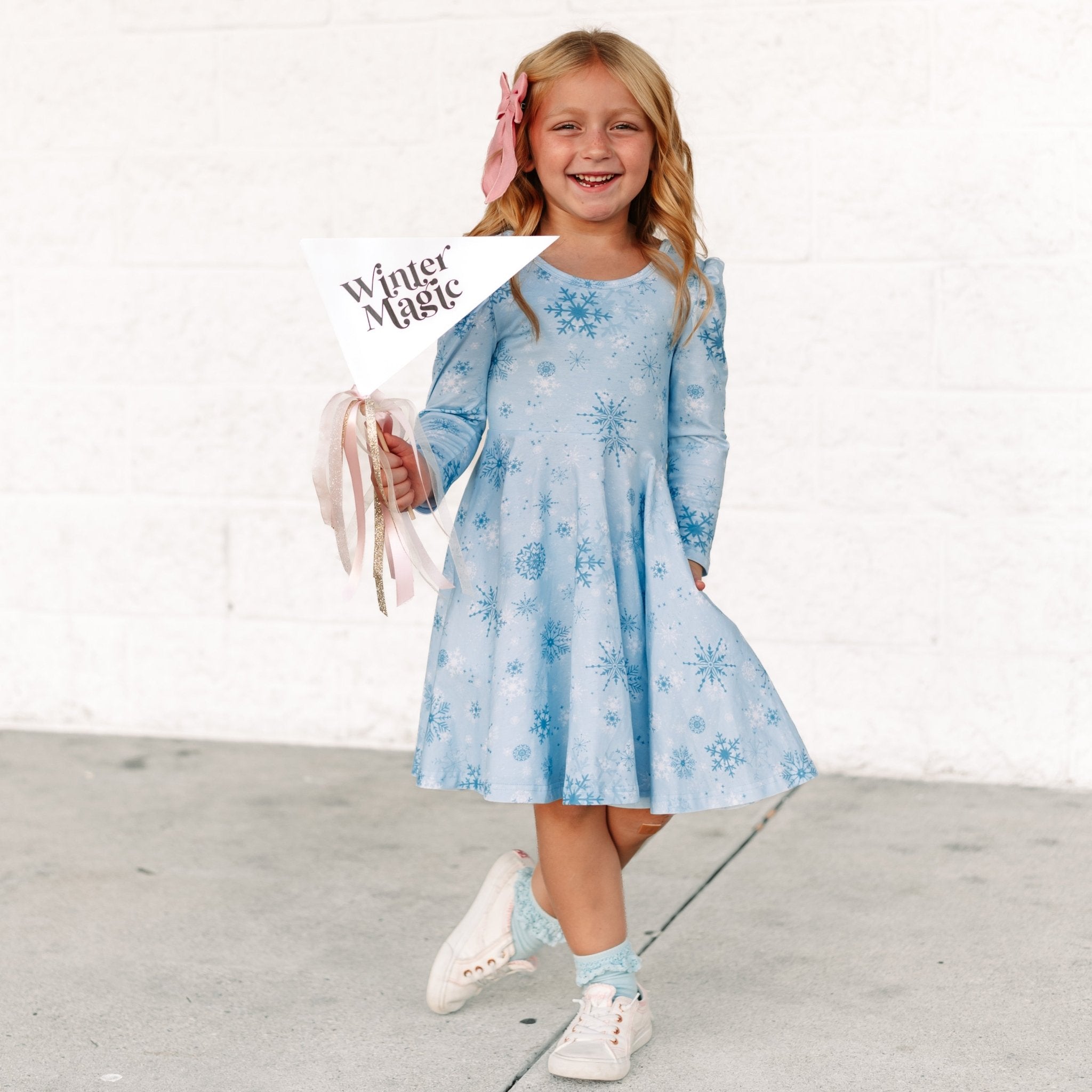 Winter Wonderland Puff Sleeve Twirl Dress