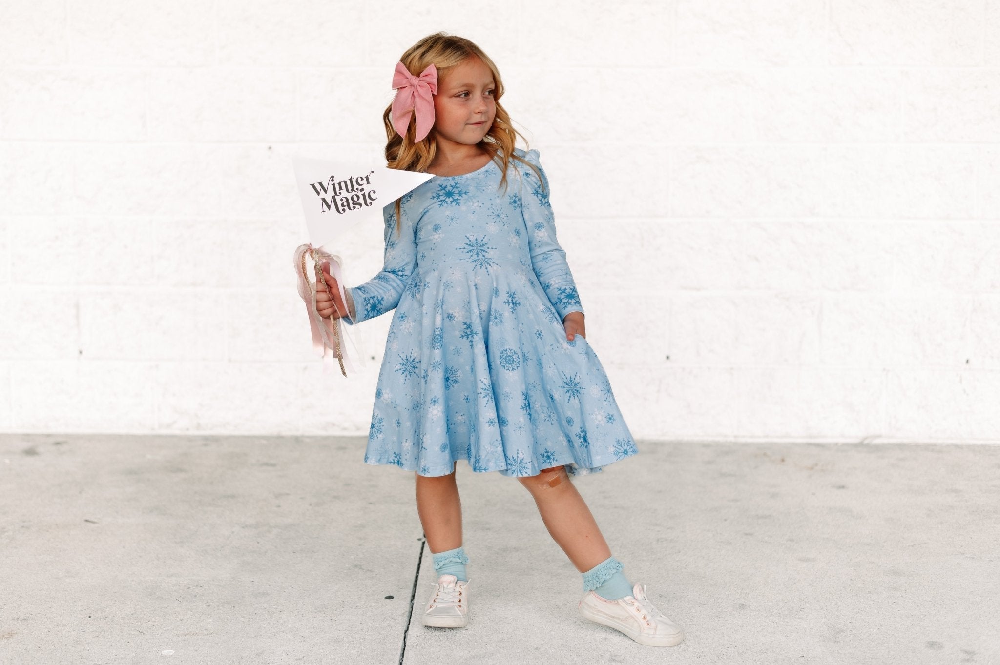 Winter Wonderland Puff Sleeve Twirl Dress