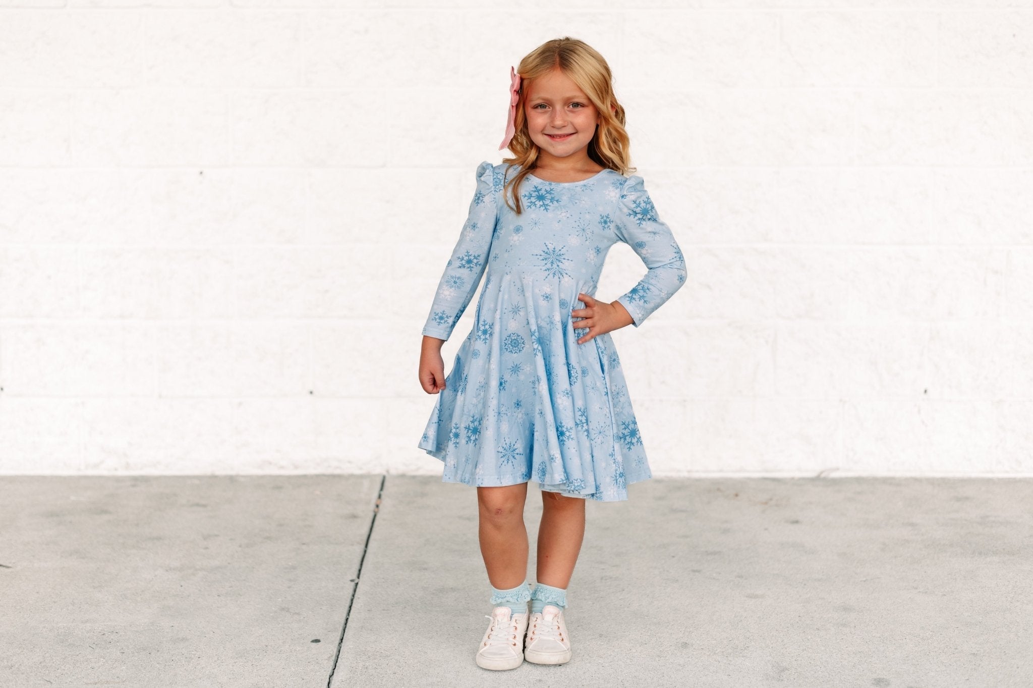 Winter Wonderland Puff Sleeve Twirl Dress