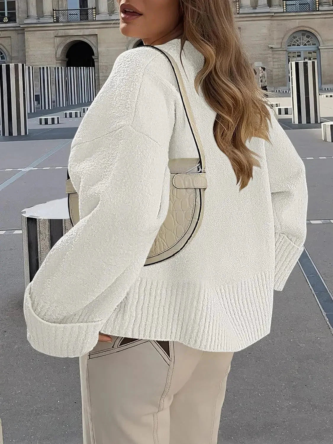 Women's Crewneck Long Sleeve Oversized Fuzzy Knit Chunky Warm Pullover Sweater Top