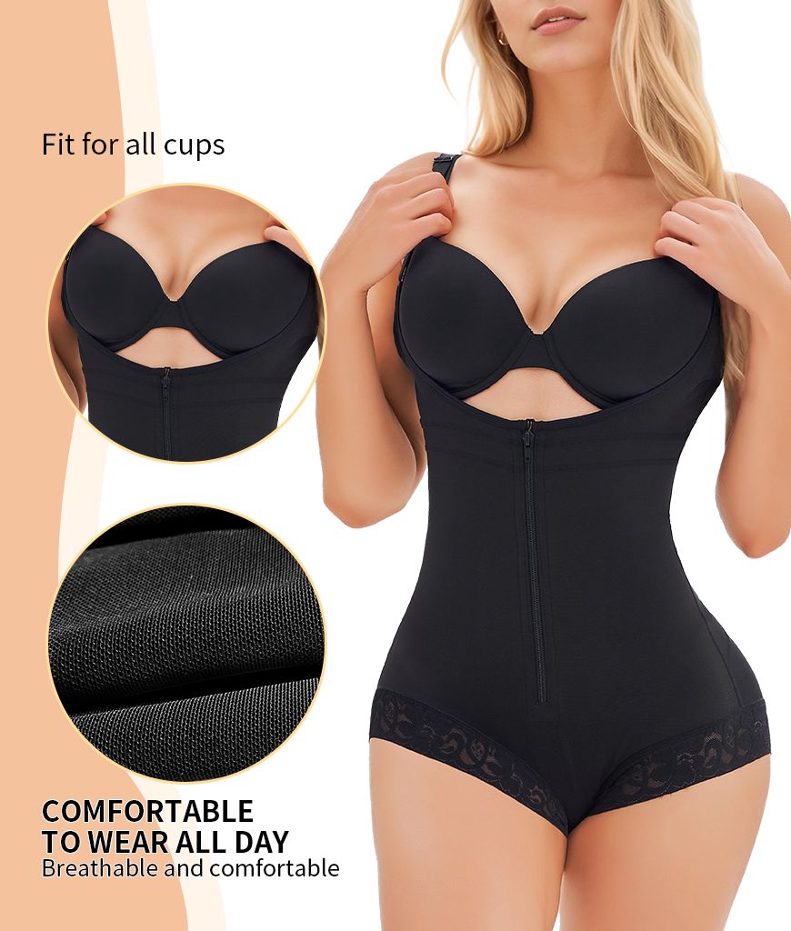 Women's Fajas Colombianas Shapewear for Women  Postpartum Tummy Control Bodysuit Full Body Shaper for Women Body Butt Lifter Panties  Zipper Straps Thong Bodysuit