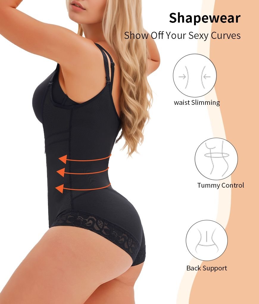 Women's Fajas Colombianas Shapewear for Women  Postpartum Tummy Control Bodysuit Full Body Shaper for Women Body Butt Lifter Panties  Zipper Straps Thong Bodysuit