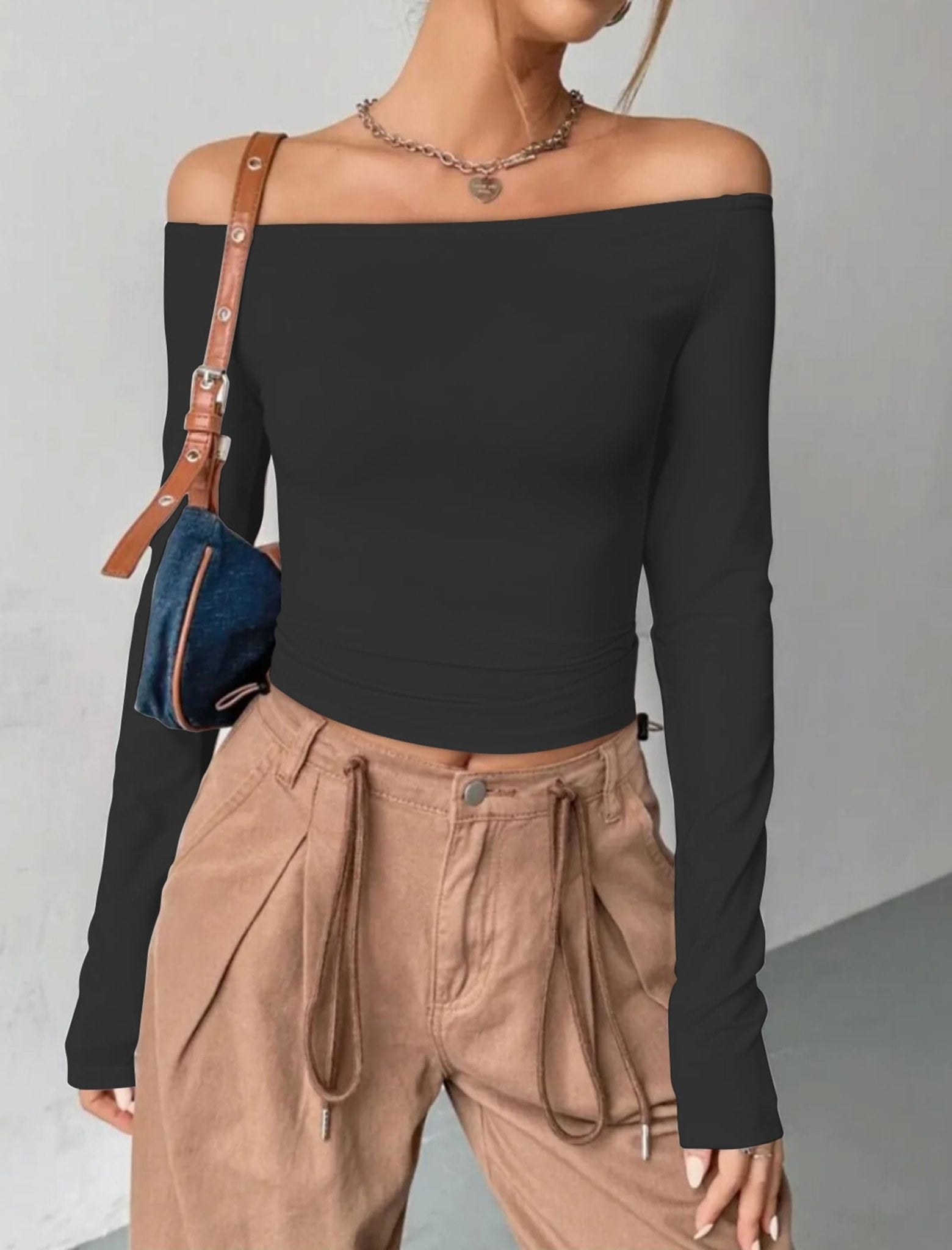 Womens Off The Shoulder Tops Long Sleeve Going Out Basic Shirts Cute Y2K Fall Trendy Fashion 2025