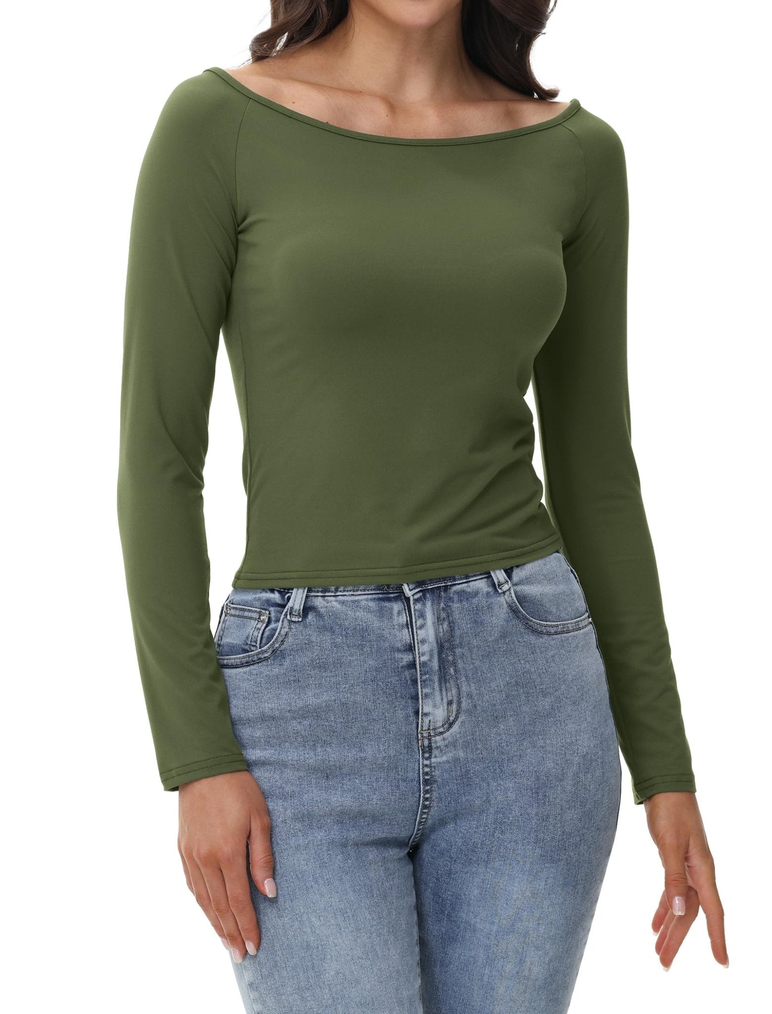 Womens Off The Shoulder Tops Long Sleeve Going Out Basic Shirts Cute Y2K Fall Trendy Fashion 2025