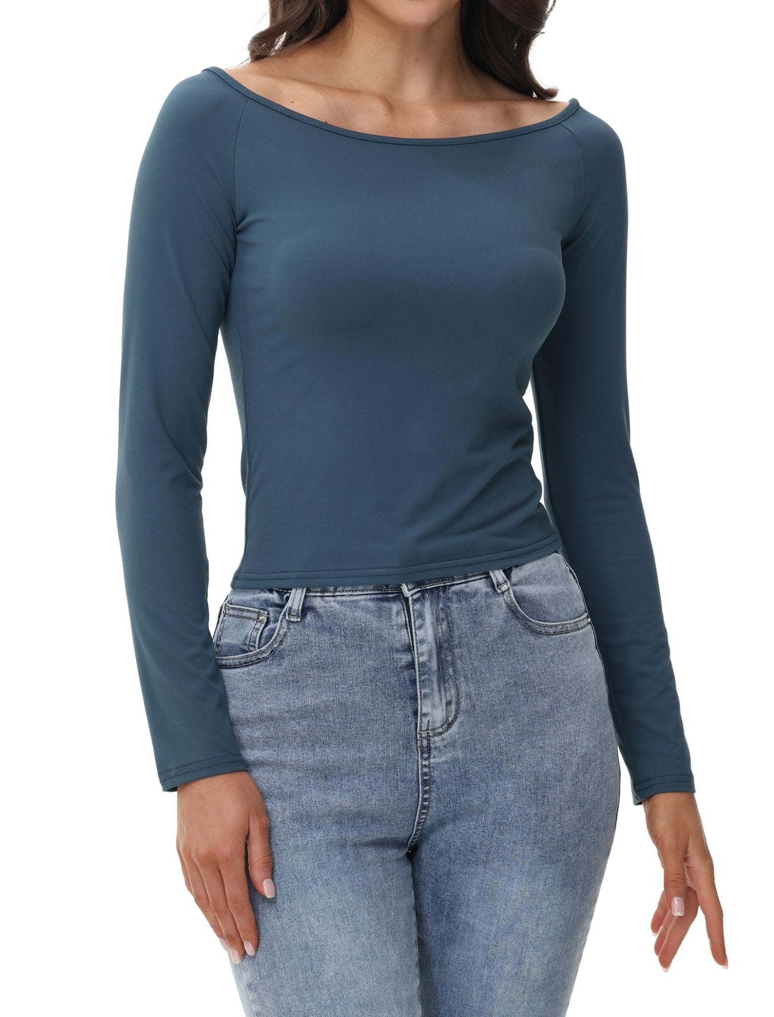 Womens Off The Shoulder Tops Long Sleeve Going Out Basic Shirts Cute Y2K Fall Trendy Fashion 2025