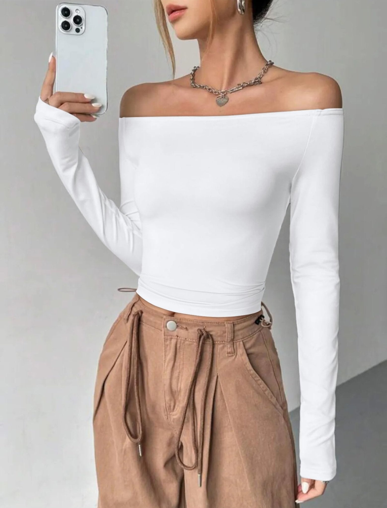 Womens Off The Shoulder Tops Long Sleeve Going Out Basic Shirts Cute Y2K Fall Trendy Fashion 2025