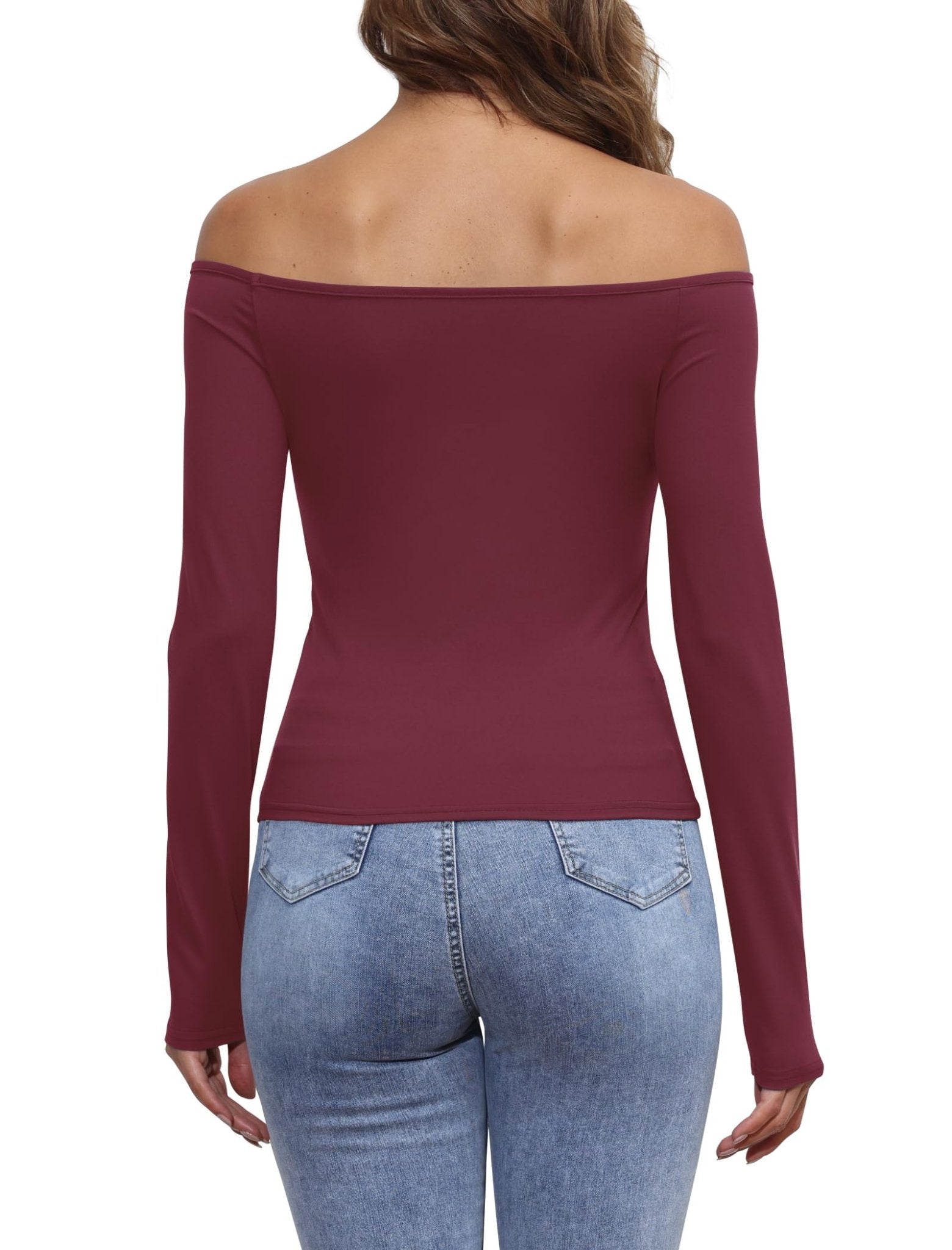 Womens Off The Shoulder Tops Long Sleeve Going Out Basic Shirts Cute Y2K Fall Trendy Fashion 2025