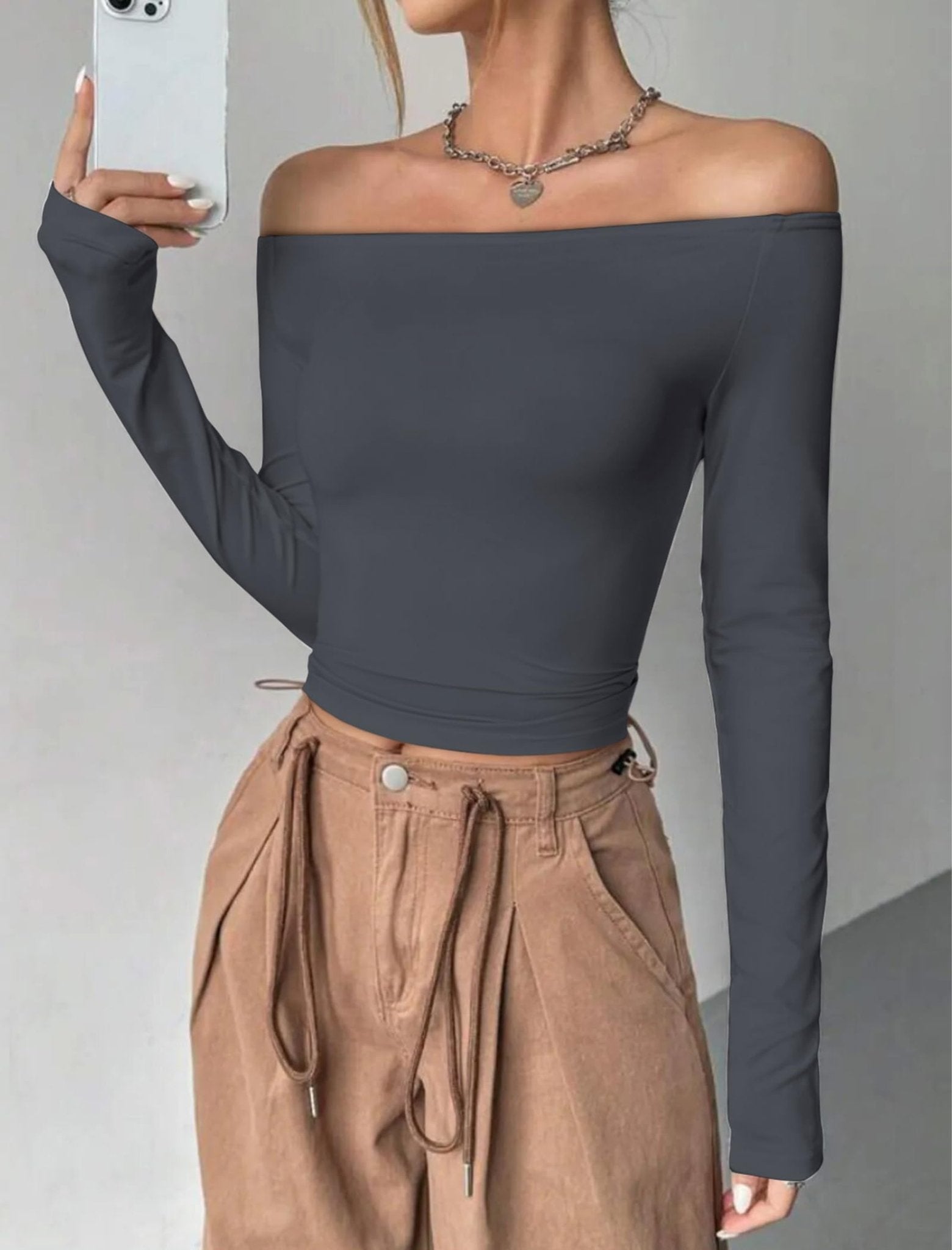 Womens Off The Shoulder Tops Long Sleeve Going Out Basic Shirts Cute Y2K Fall Trendy Fashion 2025