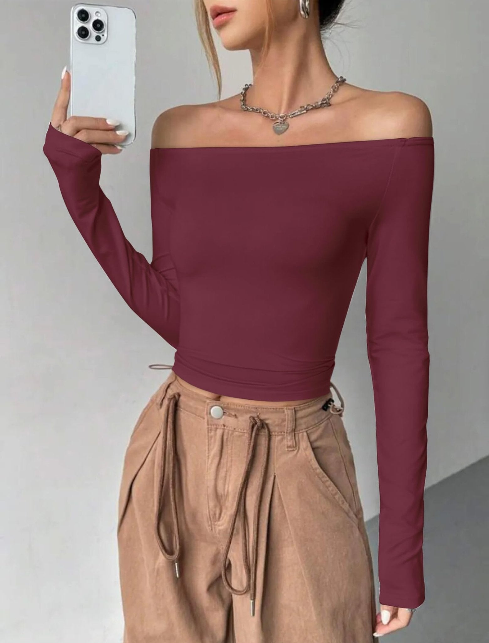 Womens Off The Shoulder Tops Long Sleeve Going Out Basic Shirts Cute Y2K Fall Trendy Fashion 2025