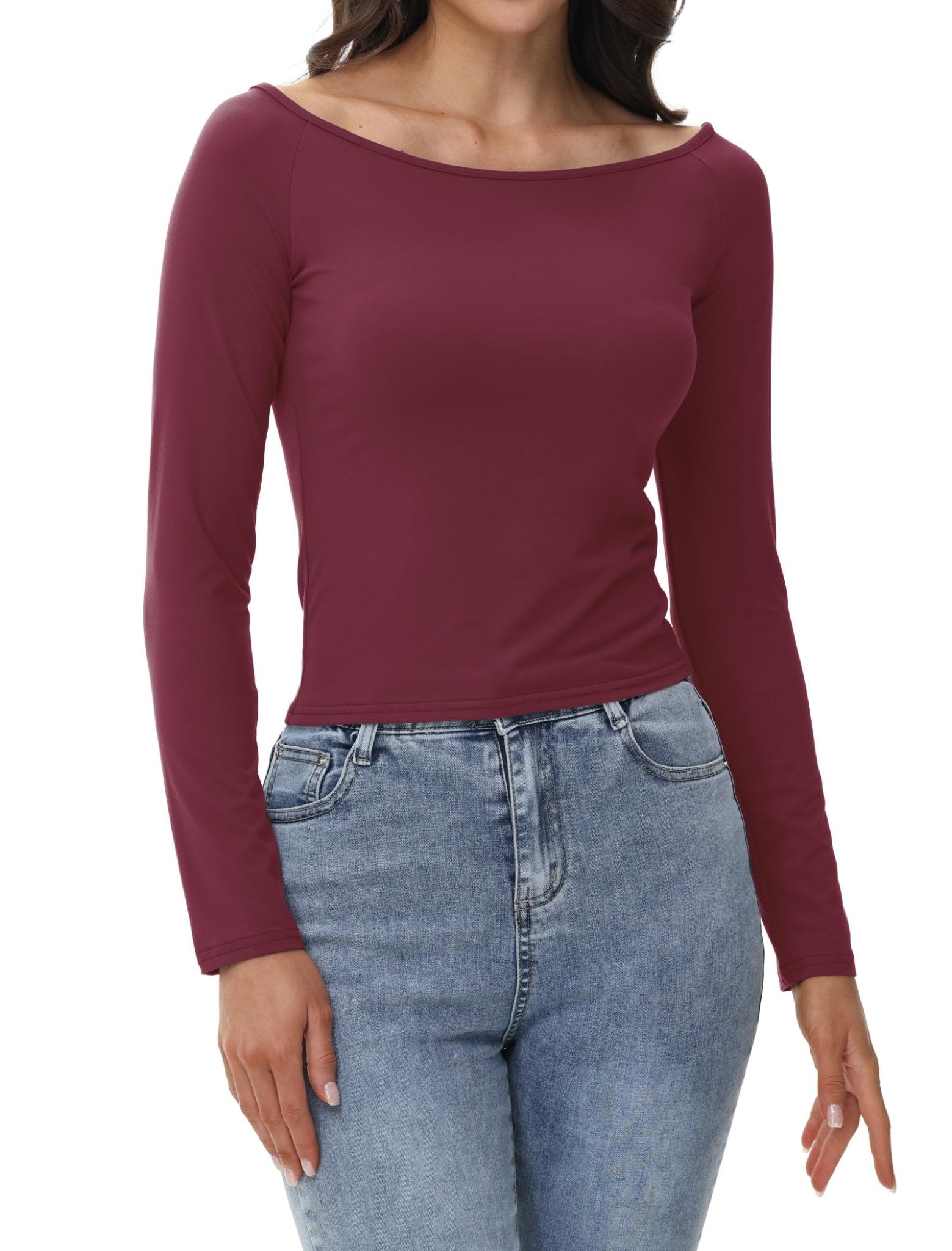 Womens Off The Shoulder Tops Long Sleeve Going Out Basic Shirts Cute Y2K Fall Trendy Fashion 2025