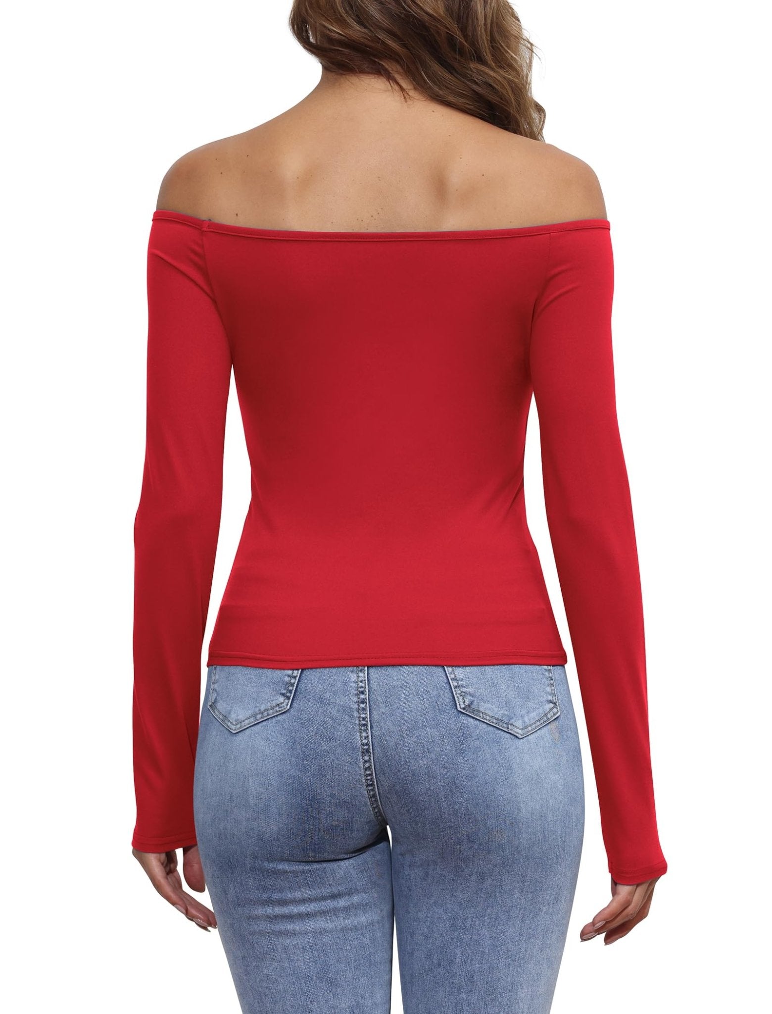 Womens Off The Shoulder Tops Long Sleeve Going Out Basic Shirts Cute Y2K Fall Trendy Fashion 2025