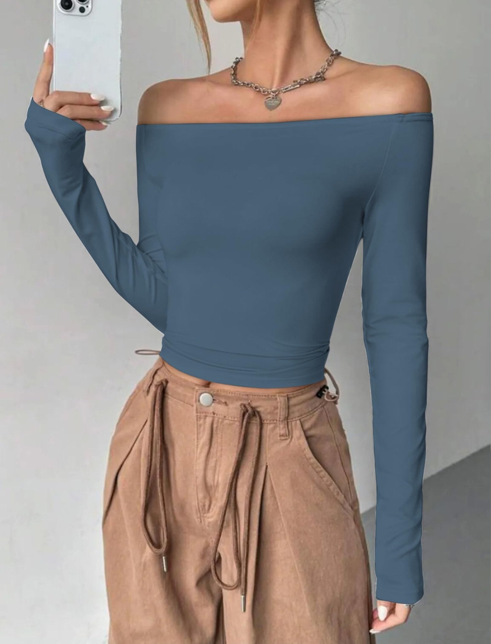 Womens Off The Shoulder Tops Long Sleeve Going Out Basic Shirts Cute Y2K Fall Trendy Fashion 2025