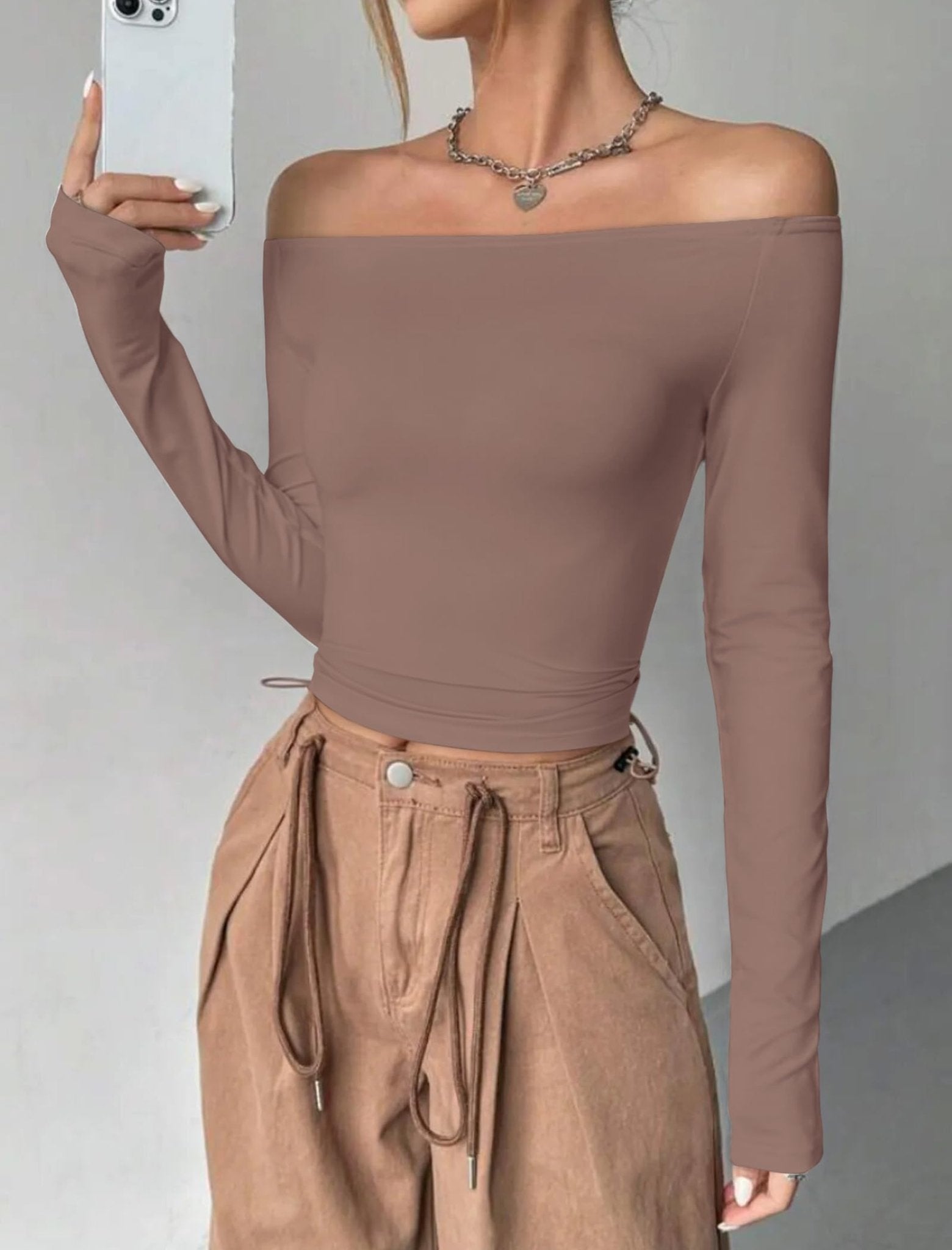 Womens Off The Shoulder Tops Long Sleeve Going Out Basic Shirts Cute Y2K Fall Trendy Fashion 2025