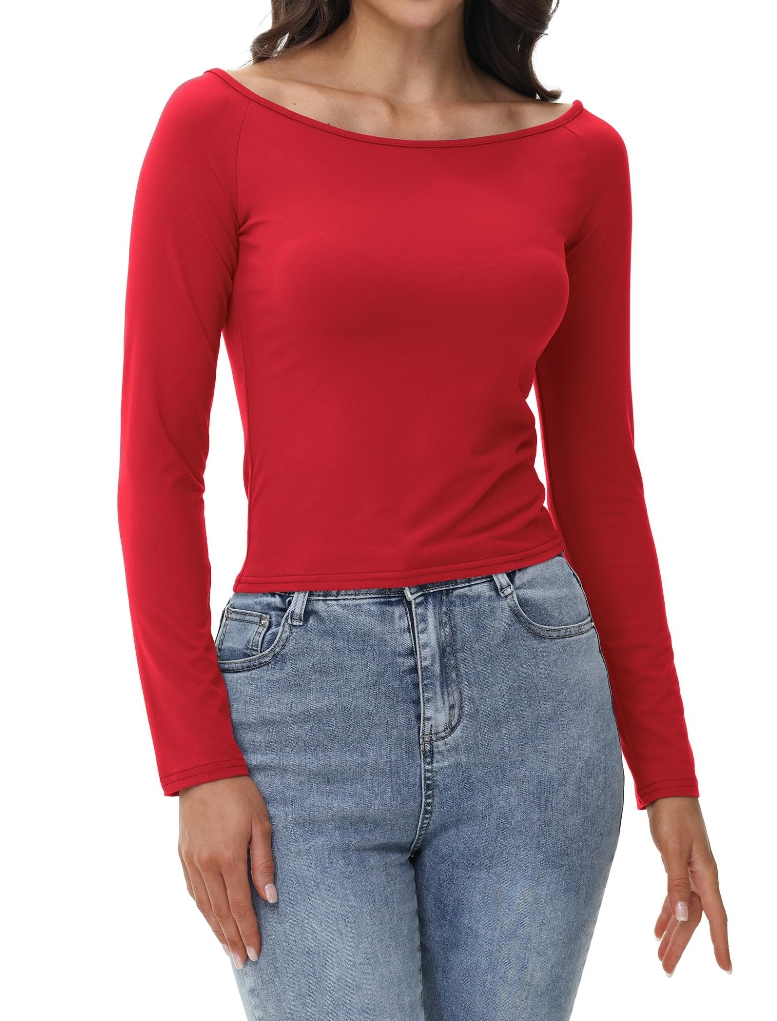 Womens Off The Shoulder Tops Long Sleeve Going Out Basic Shirts Cute Y2K Fall Trendy Fashion 2025