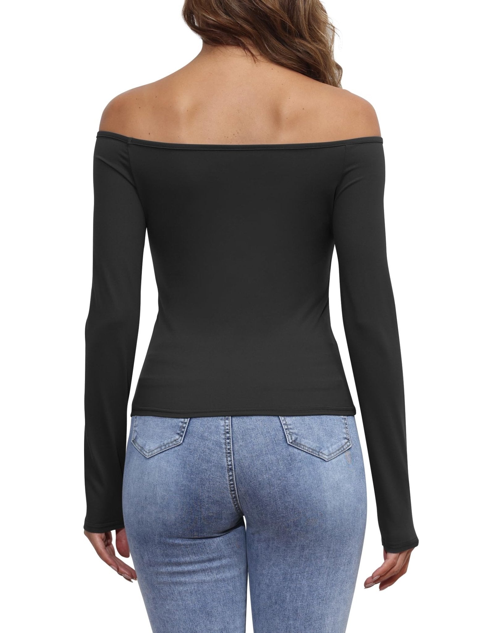 Womens Off The Shoulder Tops Long Sleeve Going Out Basic Shirts Cute Y2K Fall Trendy Fashion 2025