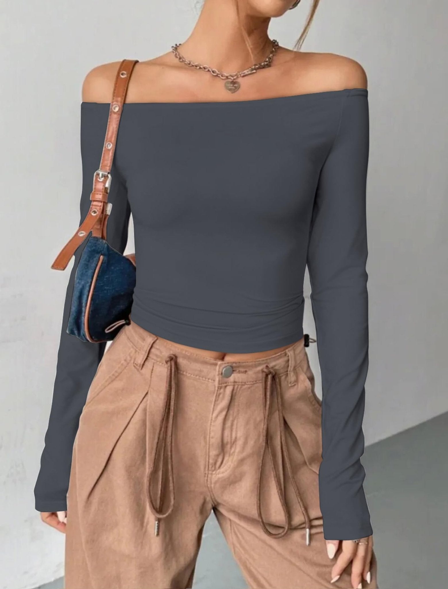 Womens Off The Shoulder Tops Long Sleeve Going Out Basic Shirts Cute Y2K Fall Trendy Fashion 2025