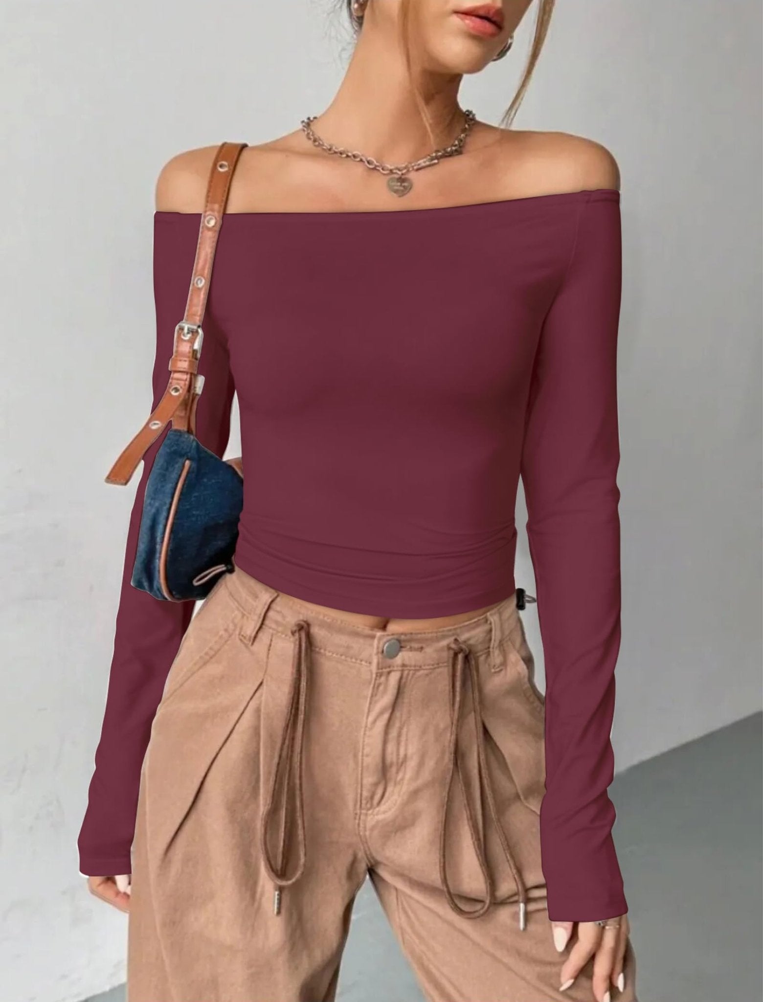 Womens Off The Shoulder Tops Long Sleeve Going Out Basic Shirts Cute Y2K Fall Trendy Fashion 2025