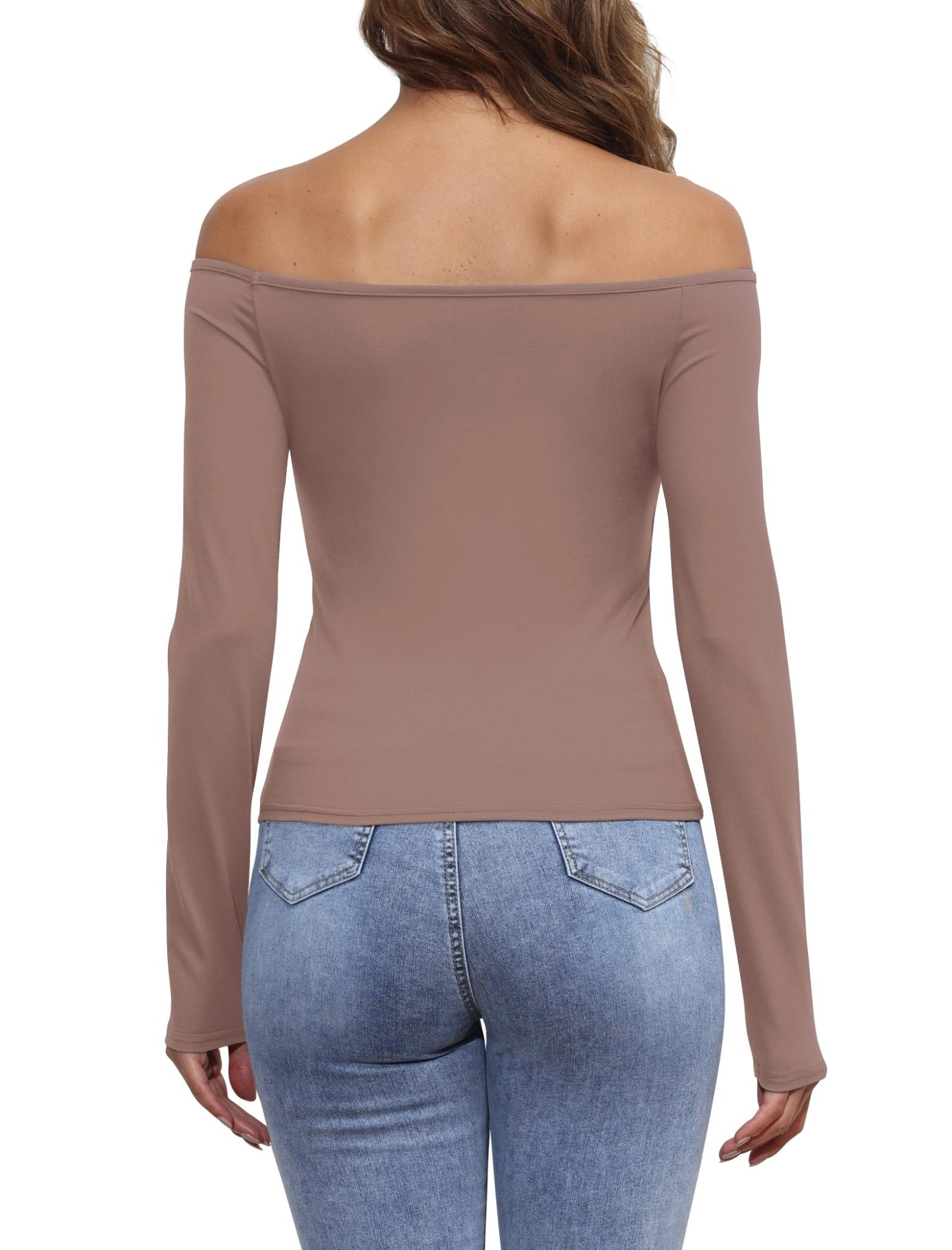 Womens Off The Shoulder Tops Long Sleeve Going Out Basic Shirts Cute Y2K Fall Trendy Fashion 2025