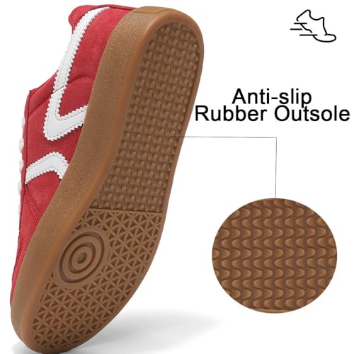 Women's Retro Fashion Sneakers - Gum Sole Suede Casual Walking Footwear Skate Shoes Non Slip Trainers