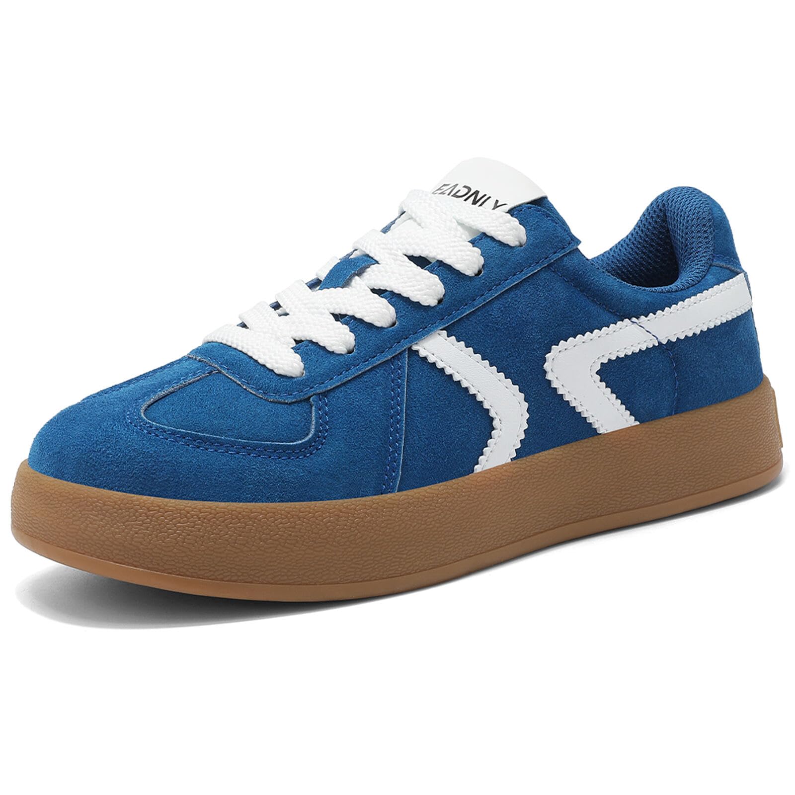 Women's Retro Fashion Sneakers - Gum Sole Suede Casual Walking Footwear Skate Shoes Non Slip Trainers