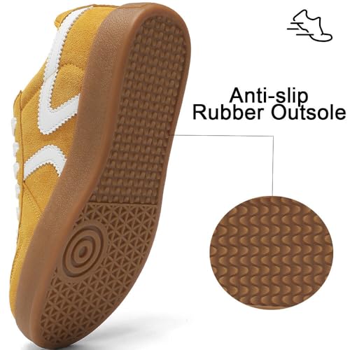 Women's Retro Fashion Sneakers - Gum Sole Suede Casual Walking Footwear Skate Shoes Non Slip Trainers