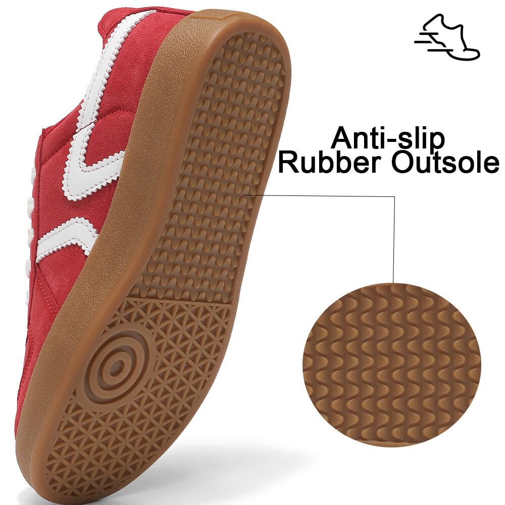 Women's Retro Fashion Sneakers - Gum Sole Suede Casual Walking Footwear Skate Shoes Non Slip Trainers