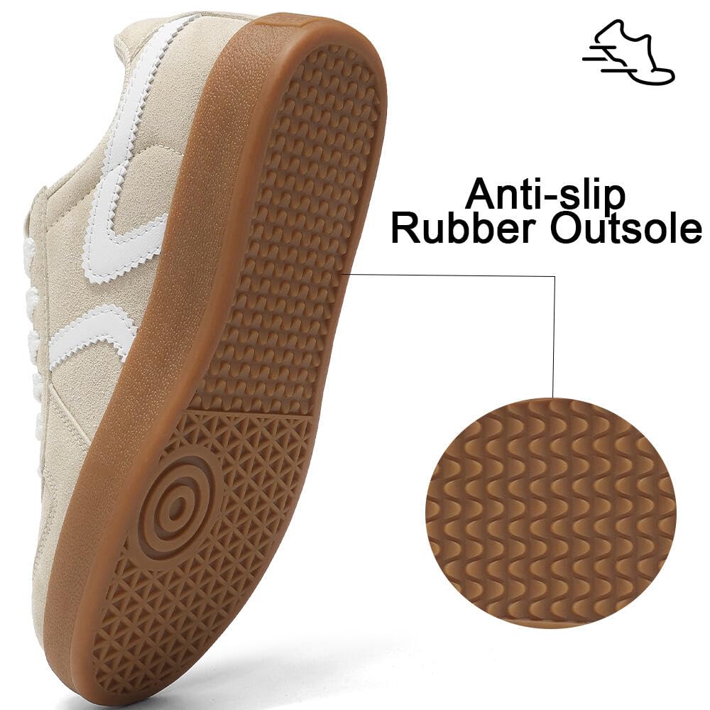 Women's Retro Fashion Sneakers - Gum Sole Suede Casual Walking Footwear Skate Shoes Non Slip Trainers