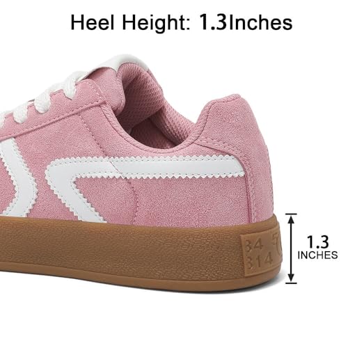Women's Retro Fashion Sneakers - Gum Sole Suede Casual Walking Footwear Skate Shoes Non Slip Trainers