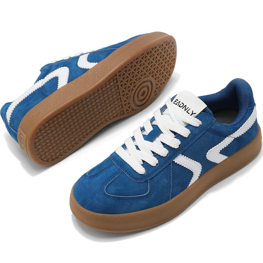 Women's Retro Fashion Sneakers - Gum Sole Suede Casual Walking Footwear Skate Shoes Non Slip Trainers