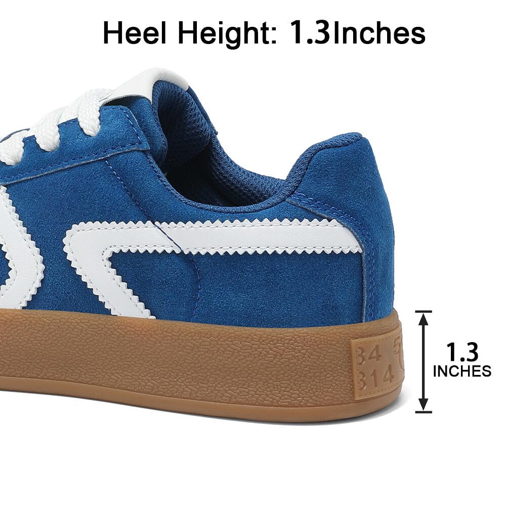 Women's Retro Fashion Sneakers - Gum Sole Suede Casual Walking Footwear Skate Shoes Non Slip Trainers
