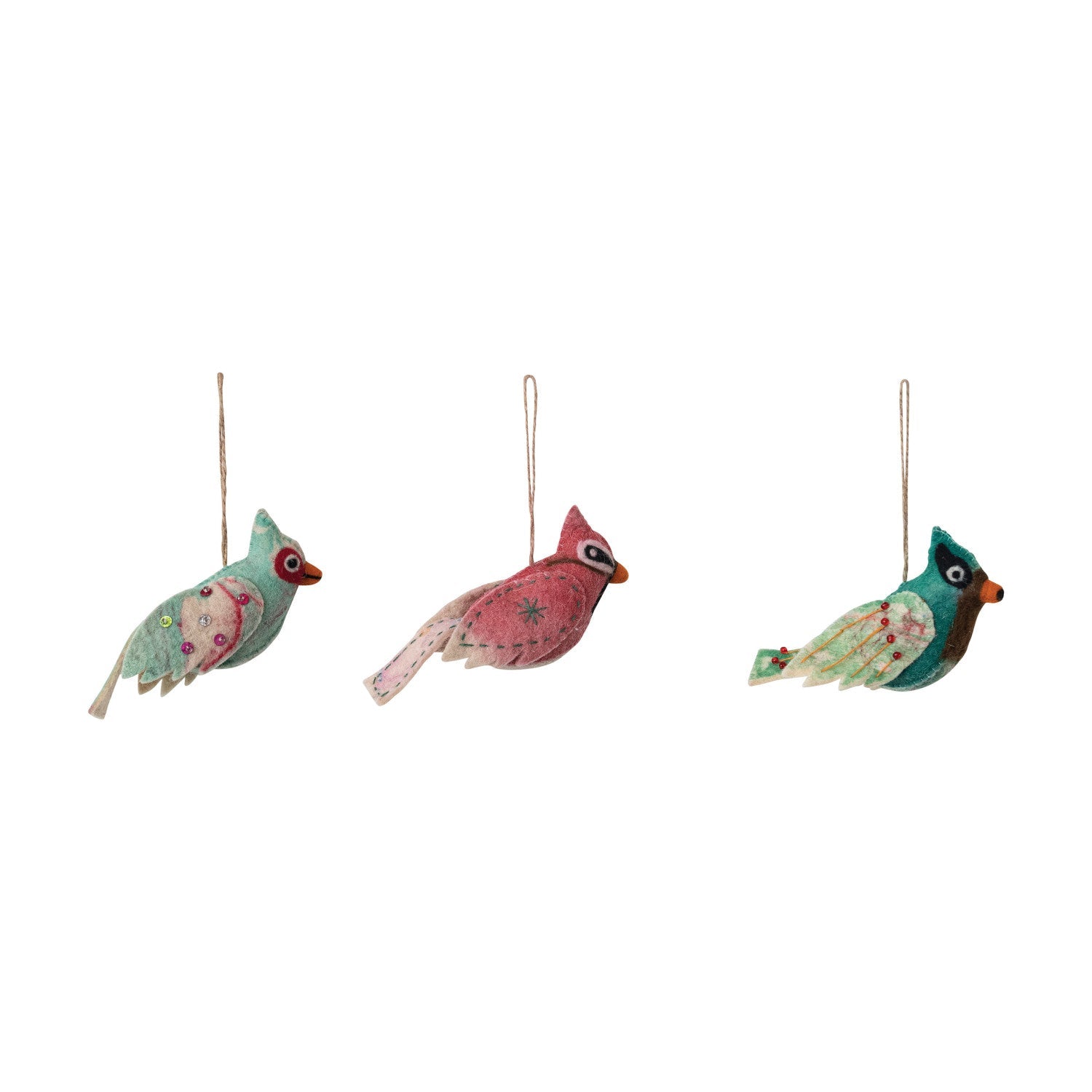 Handmade Wool Felt Bird Ornaments