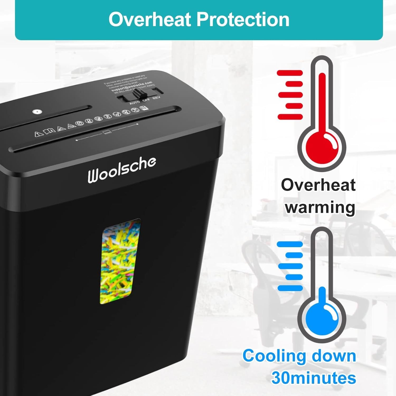 Woolsche Paper Shredder - 10-Sheet Cross Cut with 3.43-Gallon Basket - P-4 Security Level - 3-Mode Design - Shreds CD and Credit Card - Durable, Fast, and Jam Proof for H