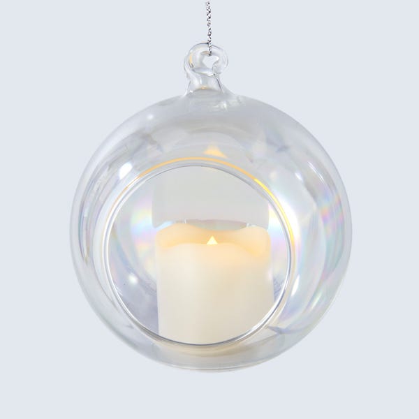 Battery-Operated Lighted LED Candle In Glass Ball Ornament