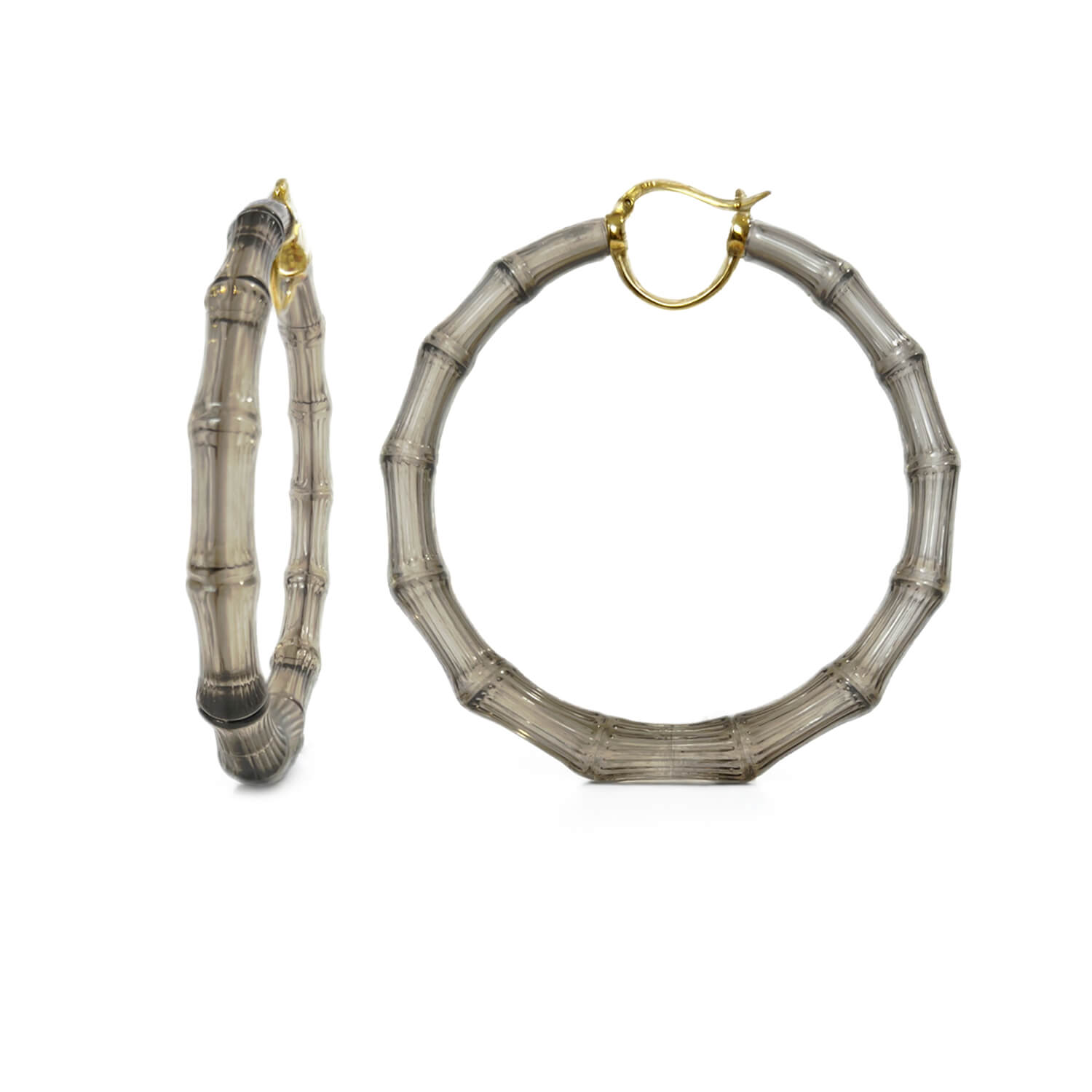 XL Blackberry Lucite Bamboo Hoop Earrings