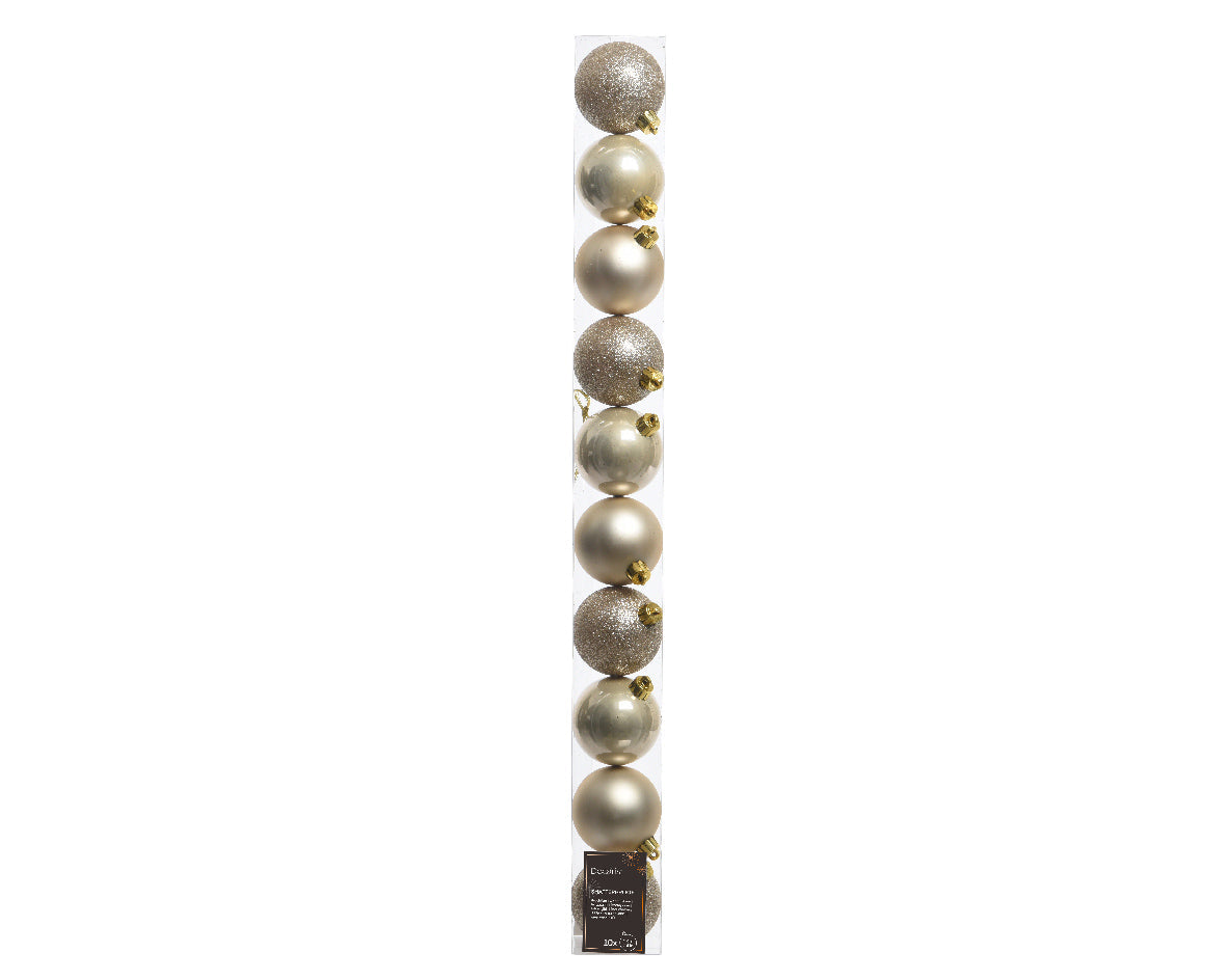 Elegant Assorted Shatterproof Ornaments - Set of 10 - Pearl