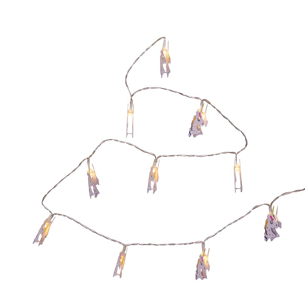 10-Light USB Battery-Operated Multicolored LED Unicorn Light Set