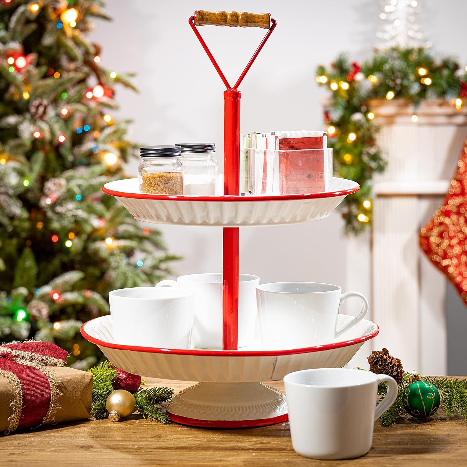 Vintage-Inspired Two-Tiered Serving Tray