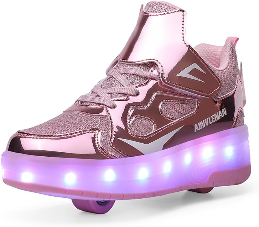 Ylllu Kids LED Roller Skate Shoes with Single Wheel Light up Roller Shoes Gift for Girls Boys Children