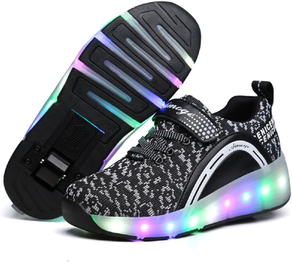 Ylllu Kids LED Roller Skate Shoes with Single Wheel Light up Roller Shoes Gift for Girls Boys Children