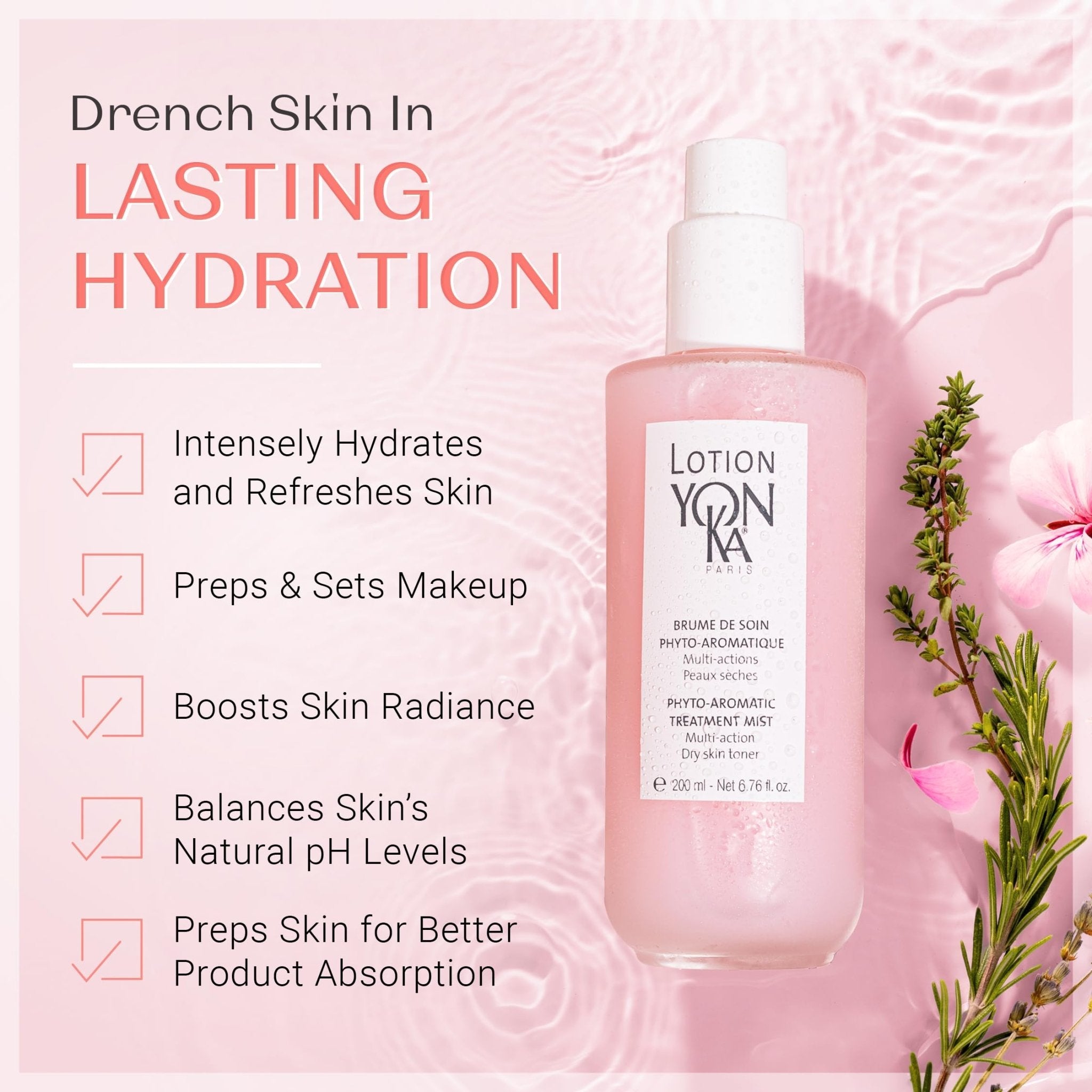 Yon-Ka Lotion PS Hydrating Face Toner (Dry & Sensitive Skin) Daily Face Mist to Refresh and Purify with Quintessence Essential Oils