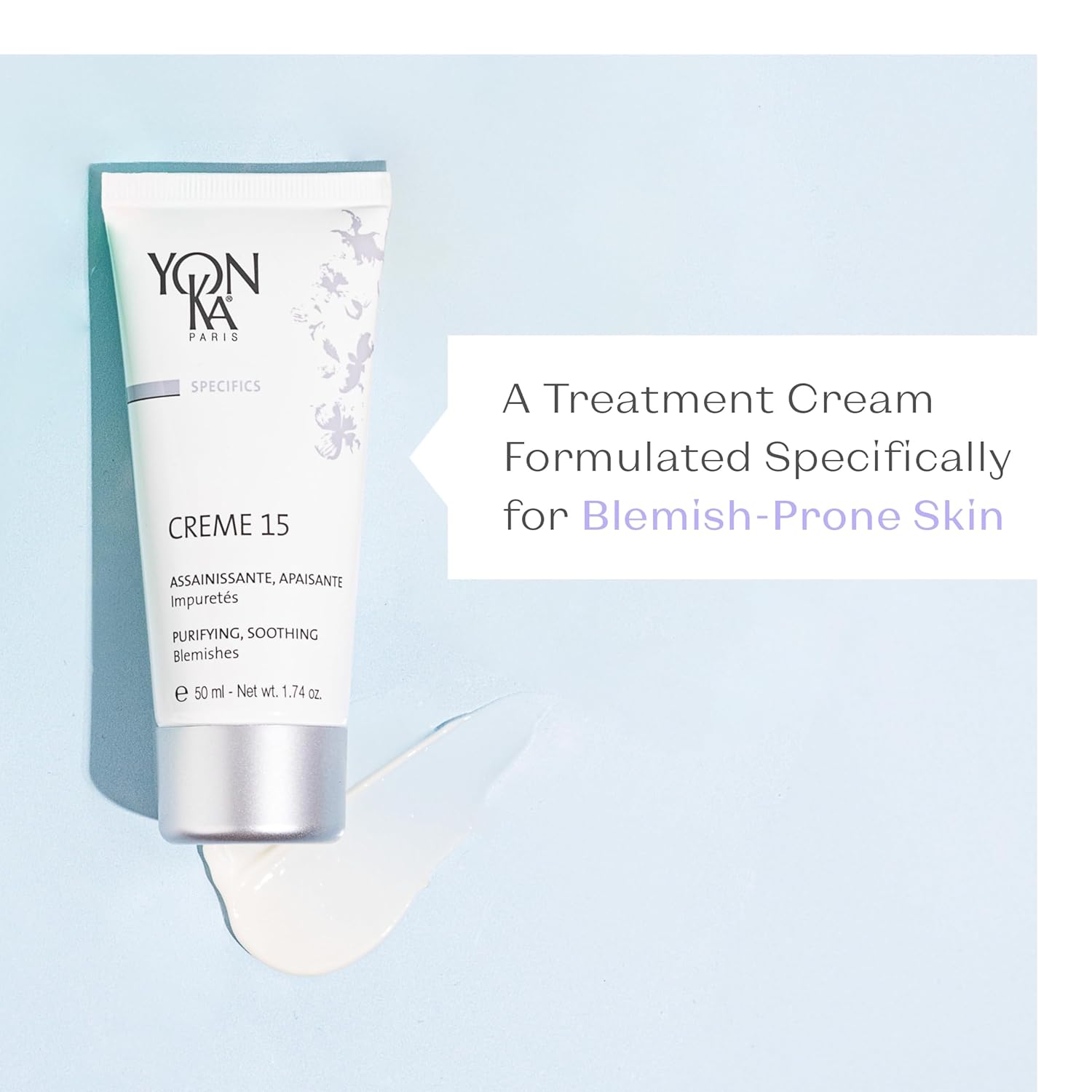 Yon-Ka Specifics Creme 15 (50ml) Acne Treatment Cream to Purify and Balance Blemish Prone Skin, Soothe Irritation with Chamomile, Paraben-Free