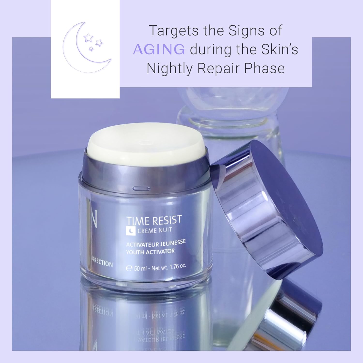 Yon-Ka Time Resist Nuit (50ml) Anti-Aging Night Cream with Youth Activating Complex and Shea Butter, Firming Anti-Wrinkle Moisturizer for Face and Neck, Paraben-Free